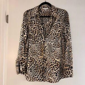 Chic Leopard Print Button Down Shirt